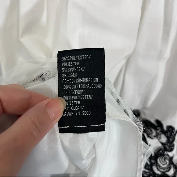 SLNY Black and White Embroidered Fit and Flare Dress 12 - Picture 11 of 11